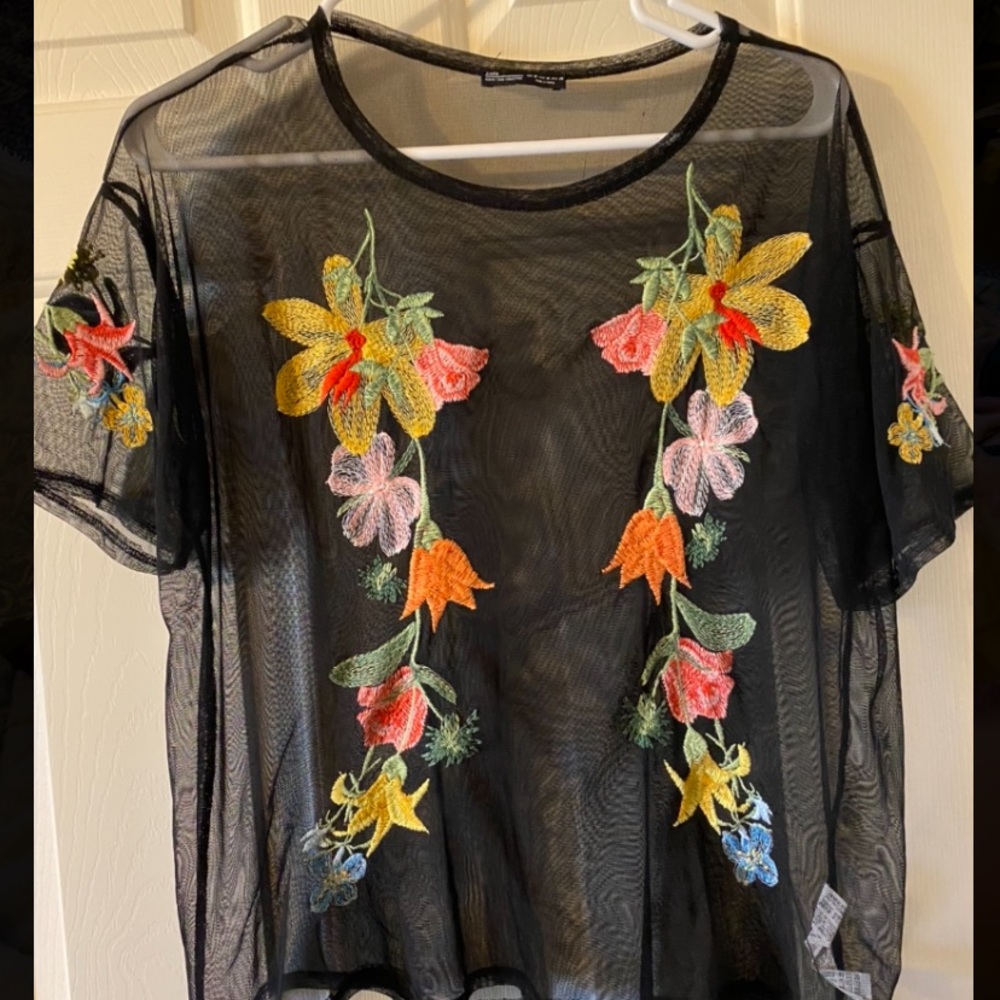 Sheer embroidered top